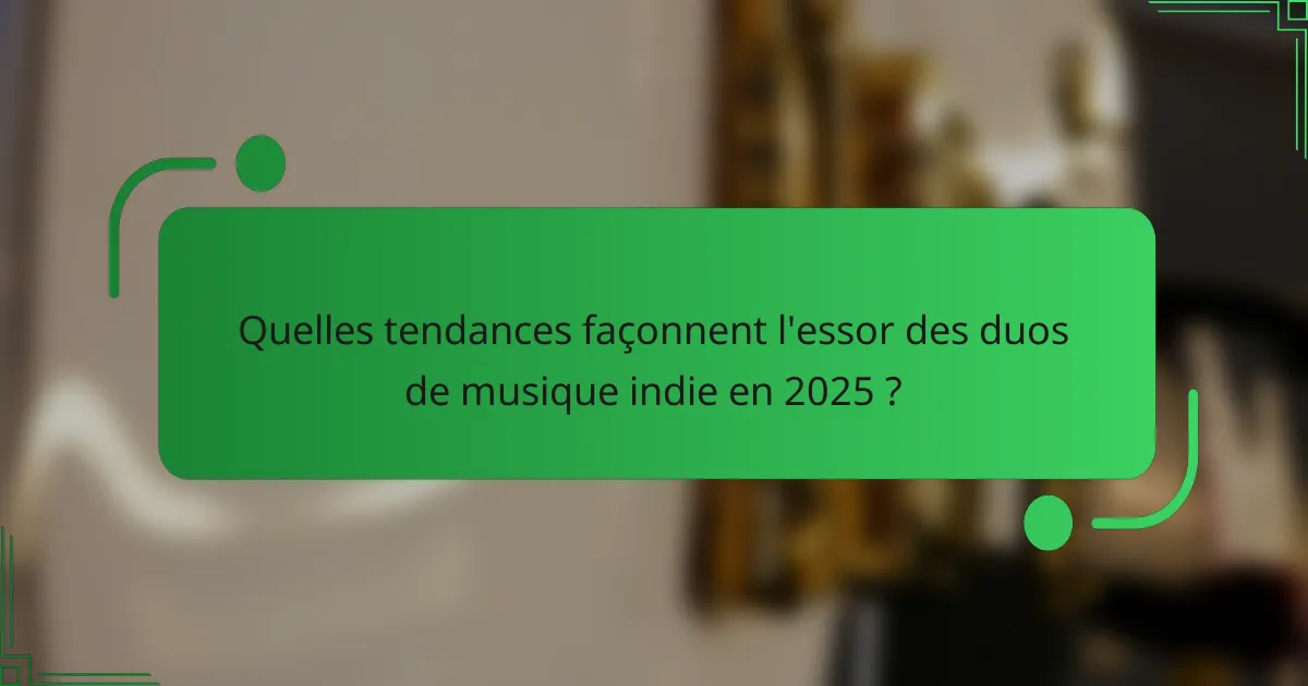 Quelles tendances façonnent l'essor des duos de musique indie en 2025 ?