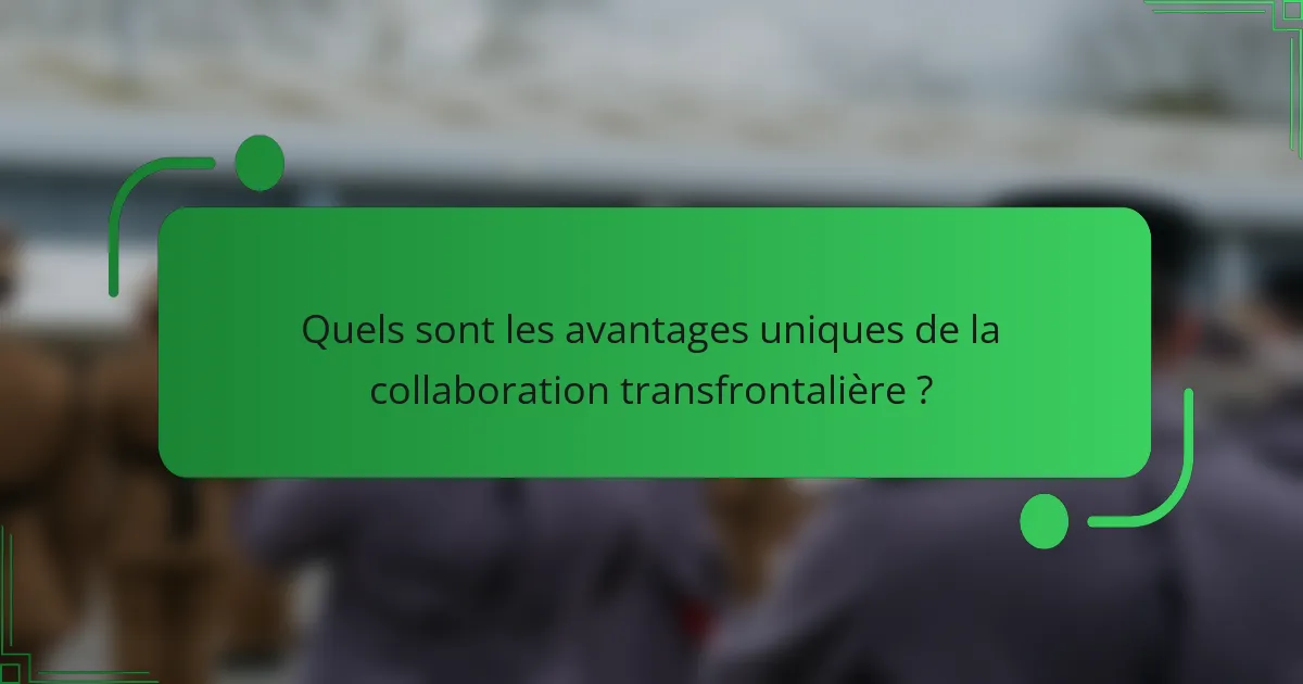 Quels sont les avantages uniques de la collaboration transfrontalière ?